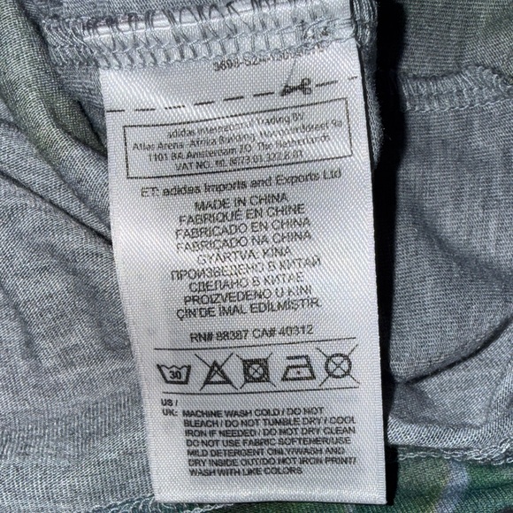 adidas Gray Short-Sleeve Tee with White Logo and Floral Print - Picture 6 of 9